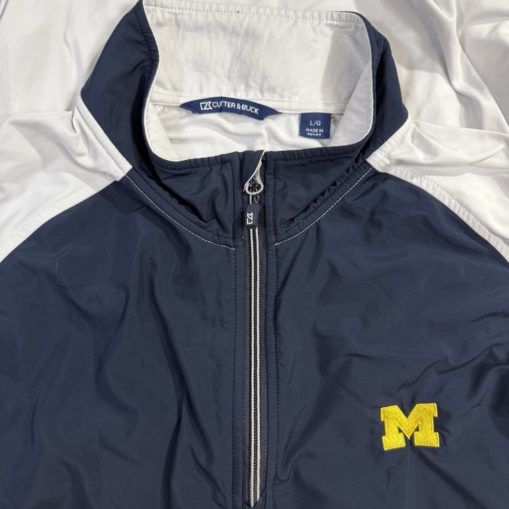 Michigan Wolverines Mens Cutter & Buck Performance White 1/4 Quarter Zip Large